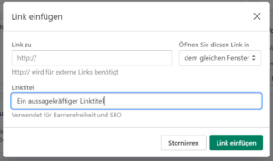 Interne Verlinkungen bei Shopify 