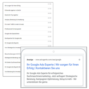 Der Screenshot zeigt eine Responsive Search Ad