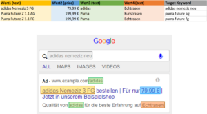 Anzeigenbeispiel mit Target Keyword