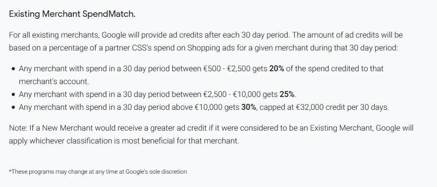 Google Shopping SpendMatch Übersicht
