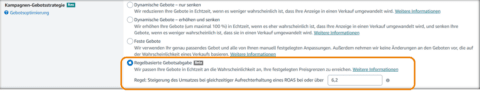 Einstellungen in der Kampagnen-Gebotsstrategie