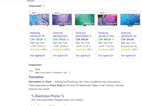 Beispiel PMax Anzeigen: Shopping und Search