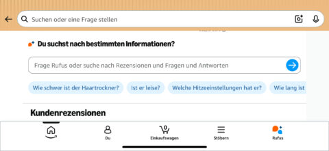 Rufus KI Assistent auf Amazon